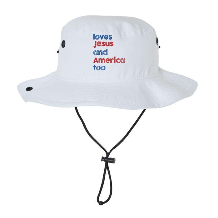 Loves Jesus And America Too God Christian 4th Of July Legacy Cool Fit Booney Bucket Hat