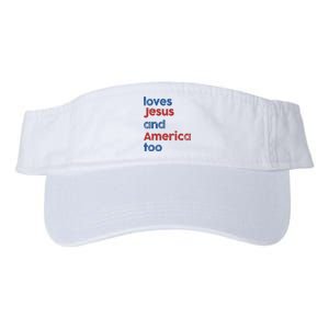 Loves Jesus And America Too God Christian 4th Of July Valucap Bio-Washed Visor