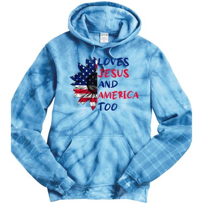 Loves Jesus And America Too Sunflower Tie Dye Hoodie