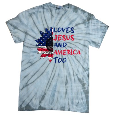 Loves Jesus And America Too Sunflower Tie-Dye T-Shirt