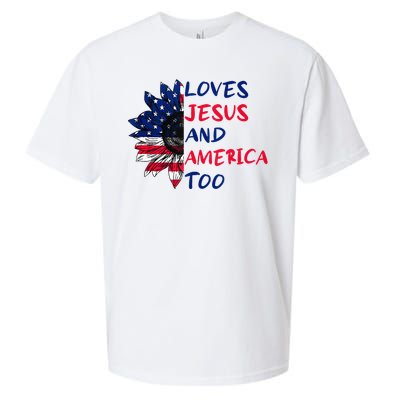 Loves Jesus And America Too Sunflower Sueded Cloud Jersey T-Shirt