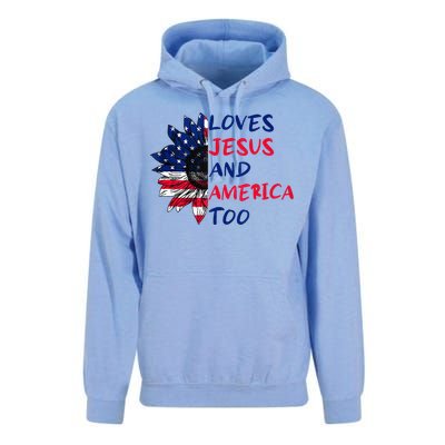 Loves Jesus And America Too Sunflower Unisex Surf Hoodie