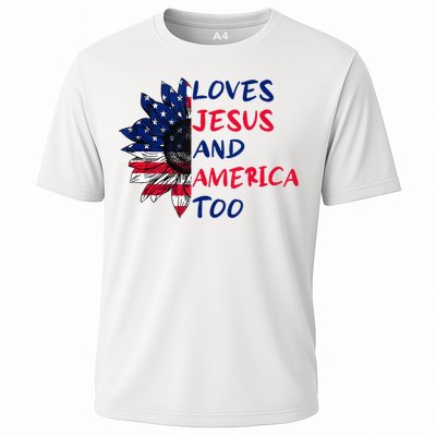 Loves Jesus And America Too Sunflower Cooling Performance Crew T-Shirt