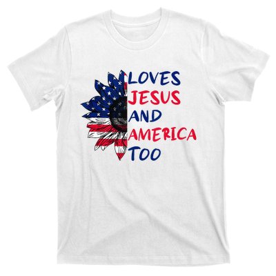 Loves Jesus And America Too Sunflower T-Shirt