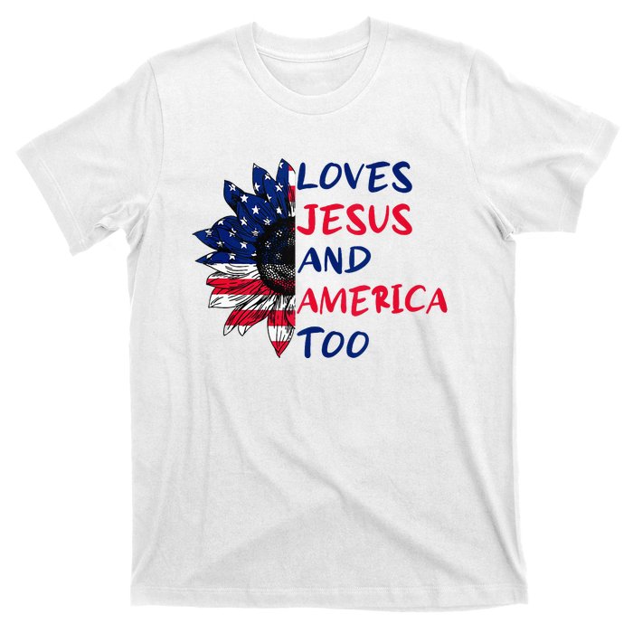 Loves Jesus And America Too Sunflower T-Shirt