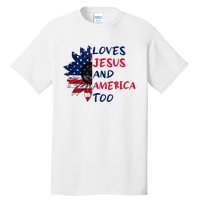 Loves Jesus And America Too Sunflower Tall T-Shirt