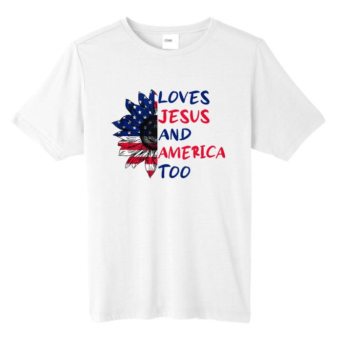 Loves Jesus And America Too Sunflower Tall Fusion ChromaSoft Performance T-Shirt