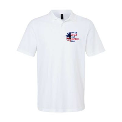 Loves Jesus And America Too Sunflower Softstyle Adult Sport Polo