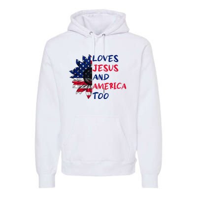 Loves Jesus And America Too Sunflower Premium Hoodie