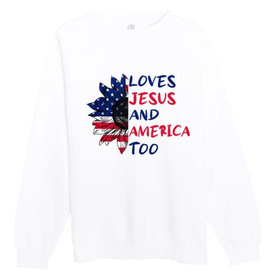 Loves Jesus And America Too Sunflower Premium Crewneck Sweatshirt