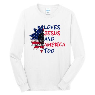 Loves Jesus And America Too Sunflower Tall Long Sleeve T-Shirt