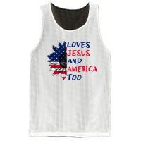 Loves Jesus And America Too Sunflower Mesh Reversible Basketball Jersey Tank