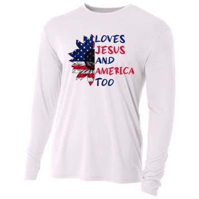 Loves Jesus And America Too Sunflower Cooling Performance Long Sleeve Crew