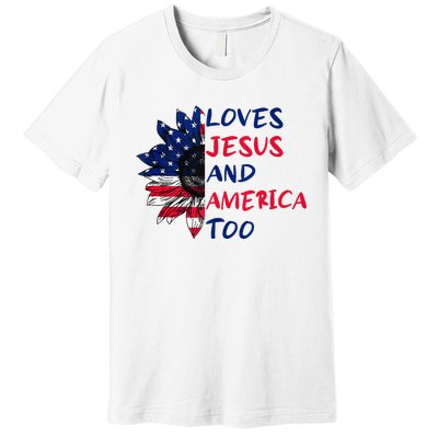 Loves Jesus And America Too Sunflower Premium T-Shirt