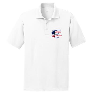 Loves Jesus And America Too Sunflower PosiCharge RacerMesh Polo