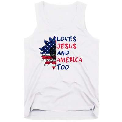 Loves Jesus And America Too Sunflower Tank Top