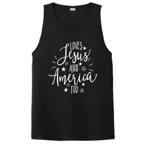 Loves Jesus And America Too 4th Of July Christian PosiCharge Competitor Tank