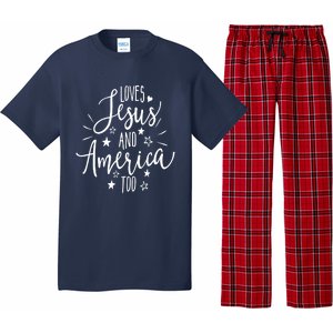 Loves Jesus And America Too 4th Of July Christian Pajama Set