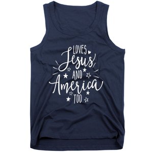 Loves Jesus And America Too 4th Of July Christian Tank Top