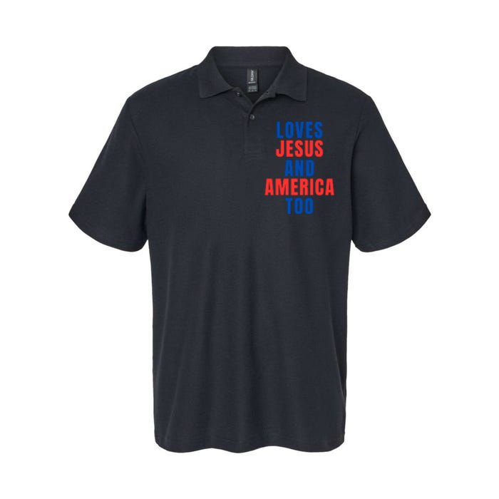 Loves Jesus And America Too 1776 Patriotic Softstyle Adult Sport Polo