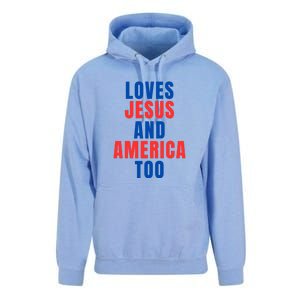 Loves Jesus And America Too 1776 Patriotic Unisex Surf Hoodie