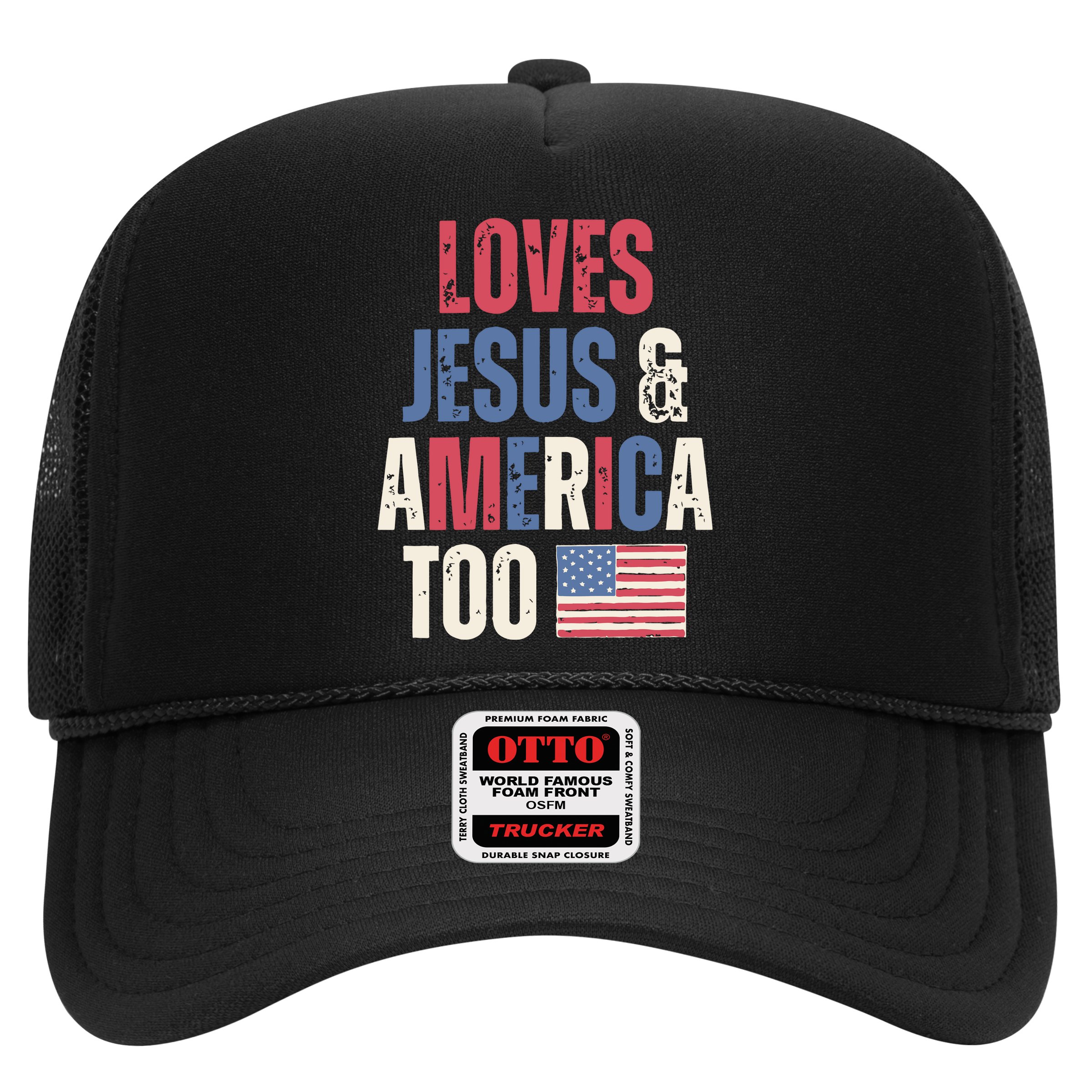 Loves Jesus & America Too Funny 4th Of July Hat