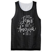 Loves Jesus And America Too 4th Of July Christian Mesh Reversible Basketball Jersey Tank