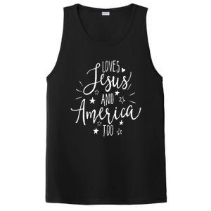 Loves Jesus And America Too 4th Of July Christian PosiCharge Competitor Tank