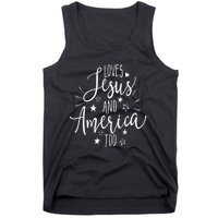 Loves Jesus And America Too 4th Of July Christian Tank Top