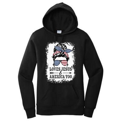 Loves Jesus & America Too Cute Christian Womens 4th July Women's Pullover Hoodie