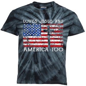 Loves Jesus And America Too Usa Patriotic Christian Kids Tie-Dye T-Shirt