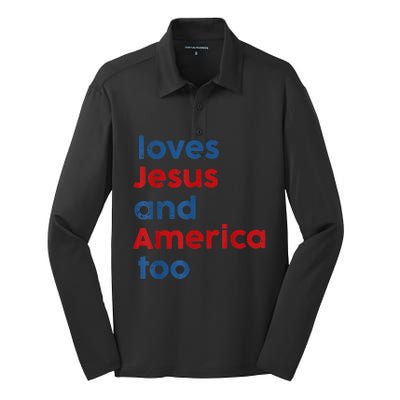 Loves Jesus And America Too Silk Touch Performance Long Sleeve Polo