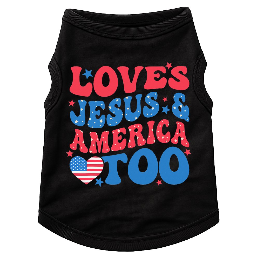 Loves Jesus And America Too 4th Of July Christian Women Doggie Tank