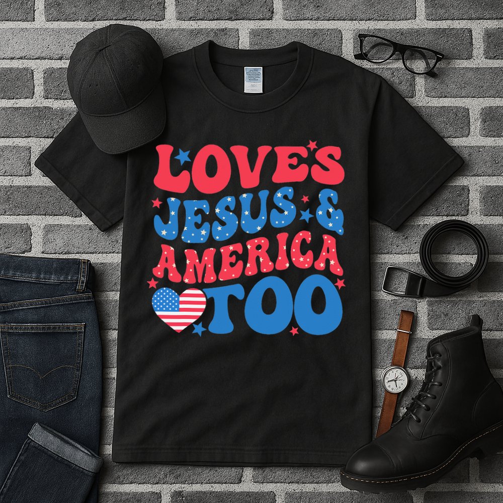 Loves Jesus And America Too 4th Of July Christian Women Tall T-Shirt