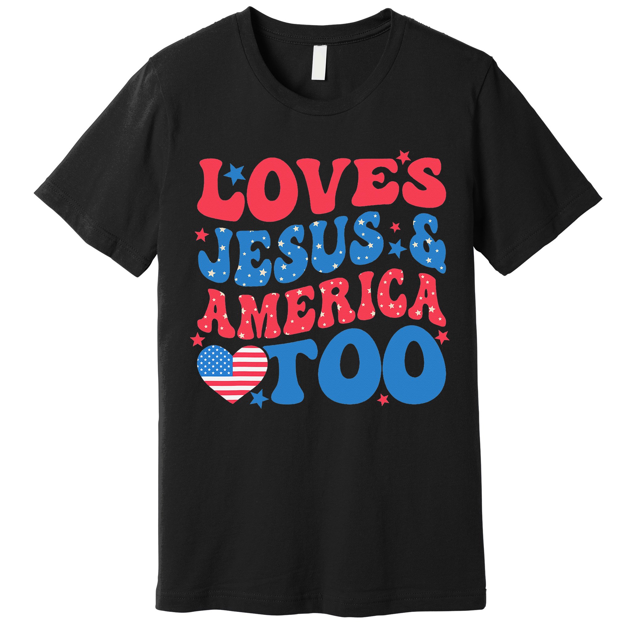 Loves Jesus And America Too 4th Of July Christian Women Premium T-Shirt