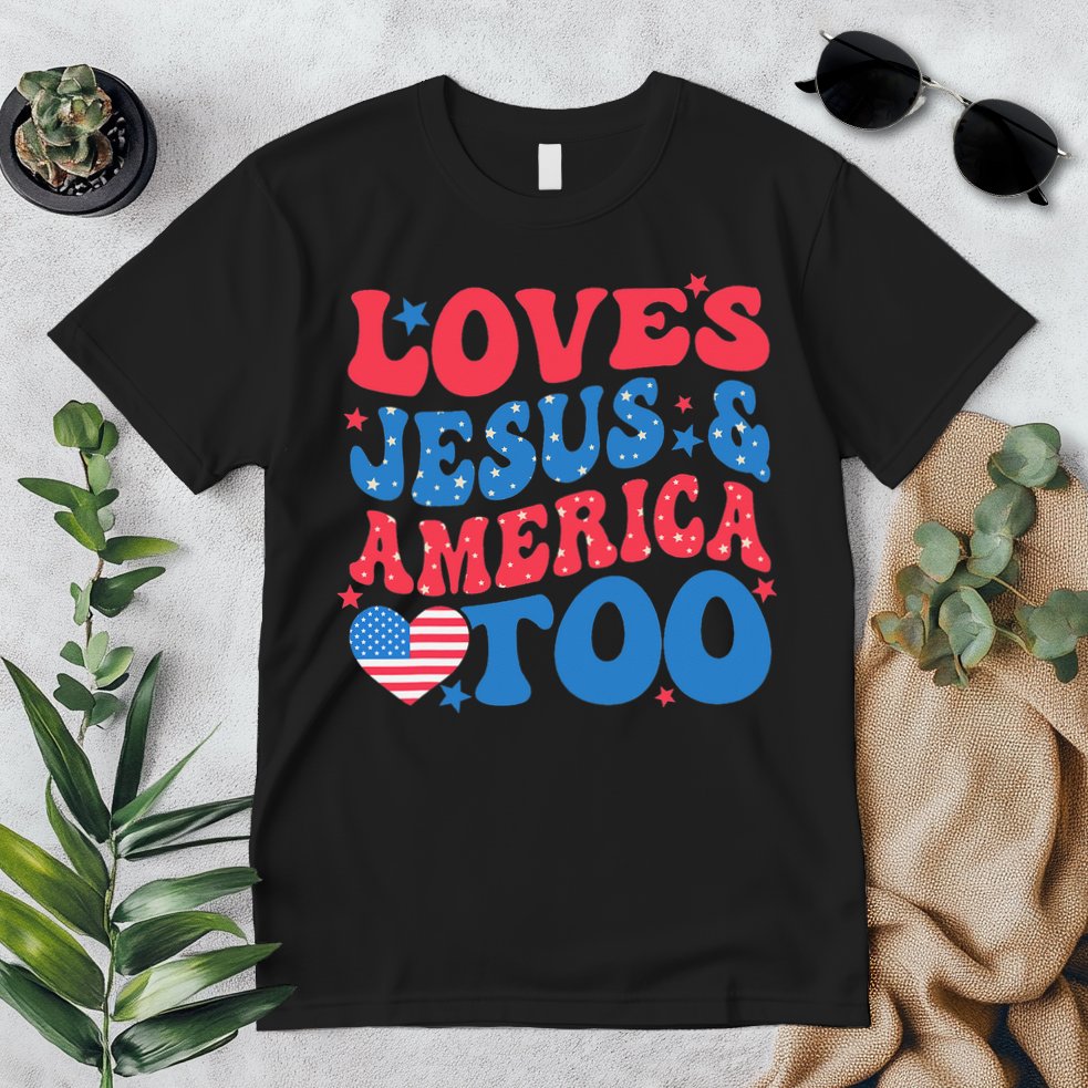 Loves Jesus And America Too 4th Of July Christian Women Premium T-Shirt
