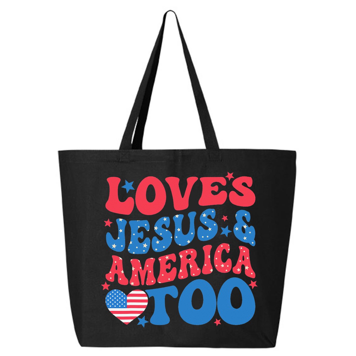 Loves Jesus And America Too 4th Of July Christian Women 25L Jumbo Tote