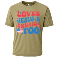 Loves Jesus And America Too 4th Of July Christian Women Cooling Performance Crew T-Shirt