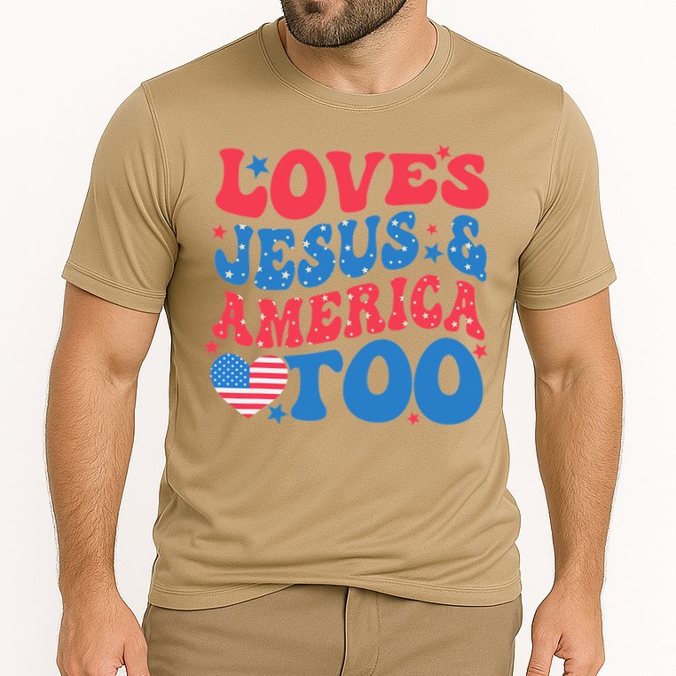 Loves Jesus And America Too 4th Of July Christian Women Cooling Performance Crew T-Shirt