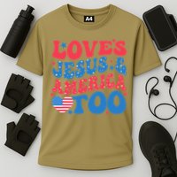 Loves Jesus And America Too 4th Of July Christian Women Cooling Performance Crew T-Shirt