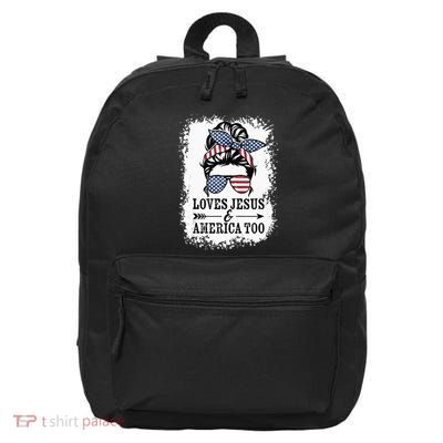 Loves Jesus & America Too Cute Christian Womens 4th July 16 in Basic Backpack