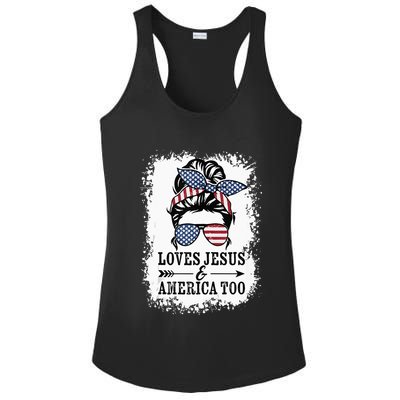 Loves Jesus & America Too Cute Christian Womens 4th July Ladies PosiCharge Competitor Racerback Tank