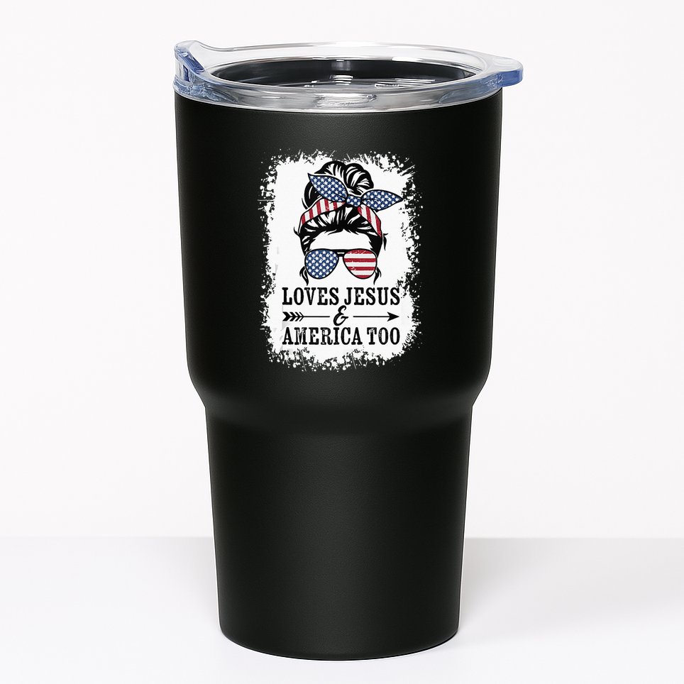 Loves Jesus & America Too Cute Christian Womens 4th July Tumbler