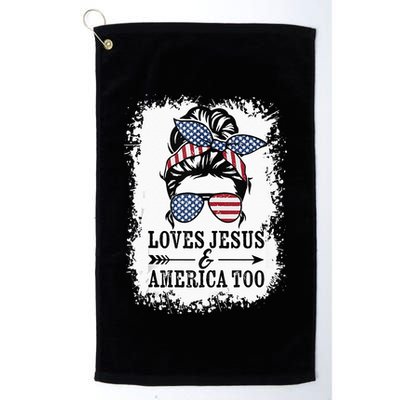 Loves Jesus & America Too Cute Christian Womens 4th July Golf Towel