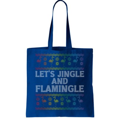 Let’S Jingle And Flamingle Christmas Pink Flamingo Party Gift Tote Bag