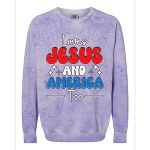 Loves Jesus And America Too For USA Patriotic Christians Colorblast Crewneck Sweatshirt