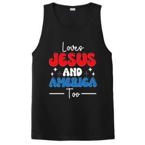 Loves Jesus And America Too For USA Patriotic Christians PosiCharge Competitor Tank