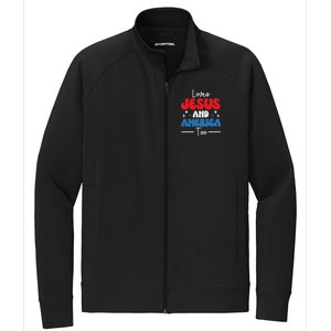 Loves Jesus And America Too For USA Patriotic Christians Stretch Full-Zip Cadet Jacket