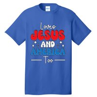 Loves Jesus And America Too For USA Patriotic Christians Tall T-Shirt