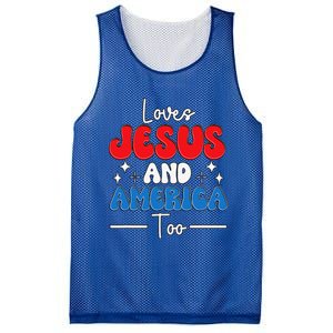 Loves Jesus And America Too For USA Patriotic Christians Mesh Reversible Basketball Jersey Tank